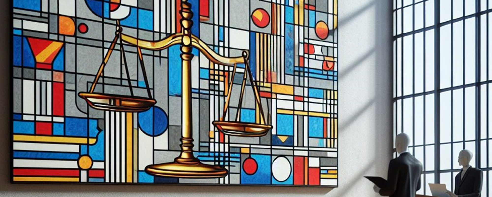 ChatGPT DALL-E Tribunal Tableau Intelligence artificielle Style mondrian Bandeau