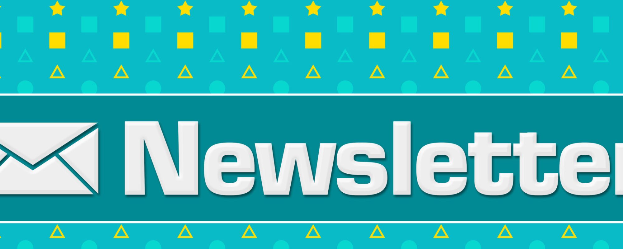 Newsletter Turquoise Yellow Basic Shapes Horizontal